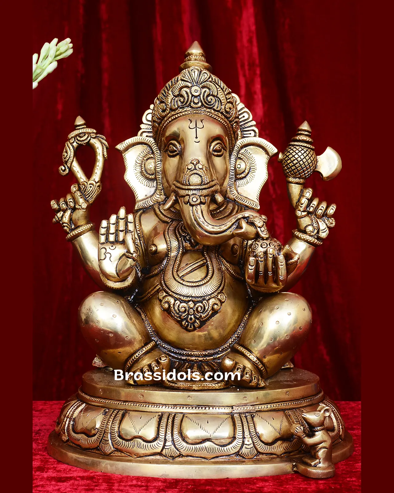 Brass Ganesh round Base idol - 14 inches - image 1