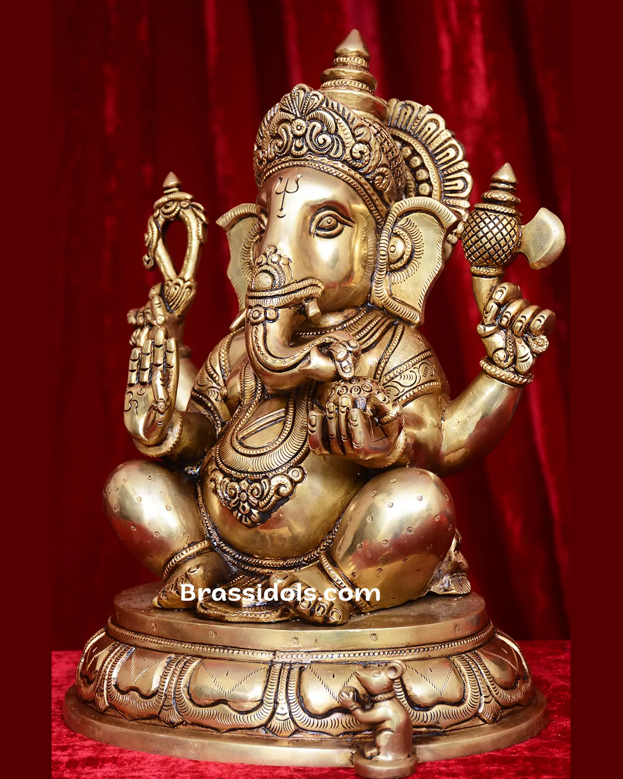 Brass Ganesh round Base idol - 14 inches - image 3