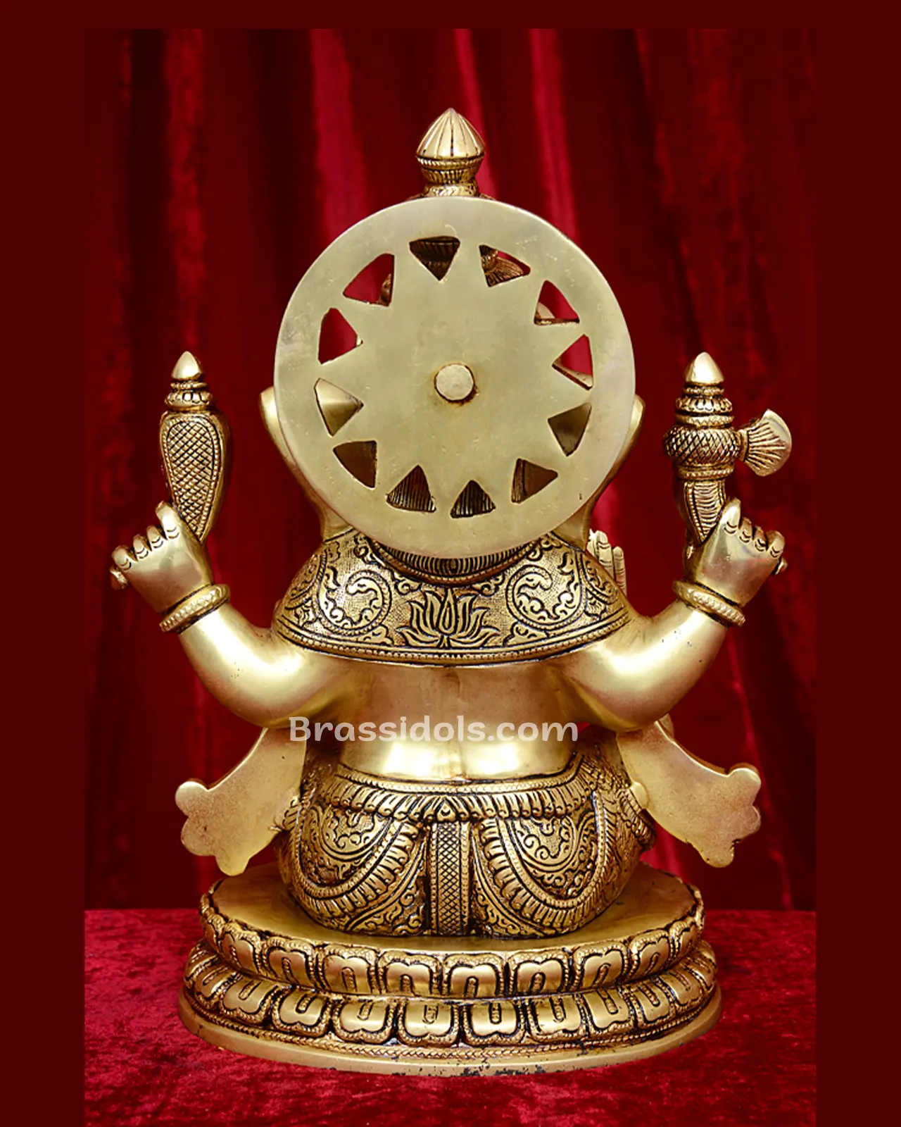Brass Round Base Ganesha Statue Ganpati Idol - 12 inches - image 4