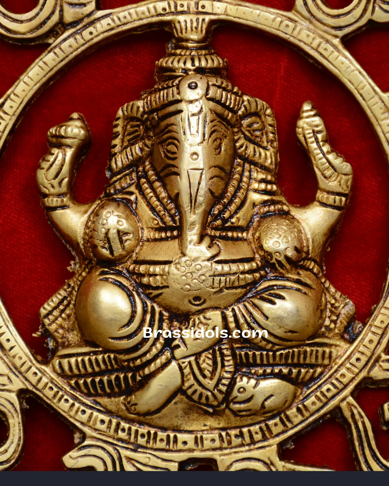 Brass Round Om Ganesh with bells wall Hanging - image 4