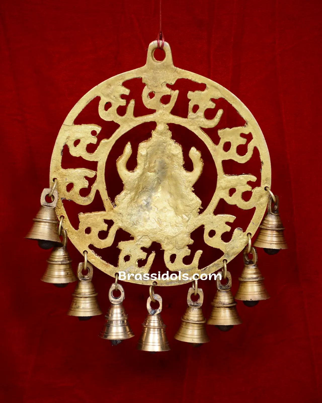 Brass Round Om Ganesh with bells wall Hanging - image 5