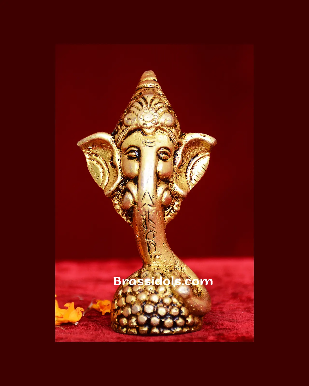 Brass Modern Laddoo Ganesha idol - 3.5 inches - image 1