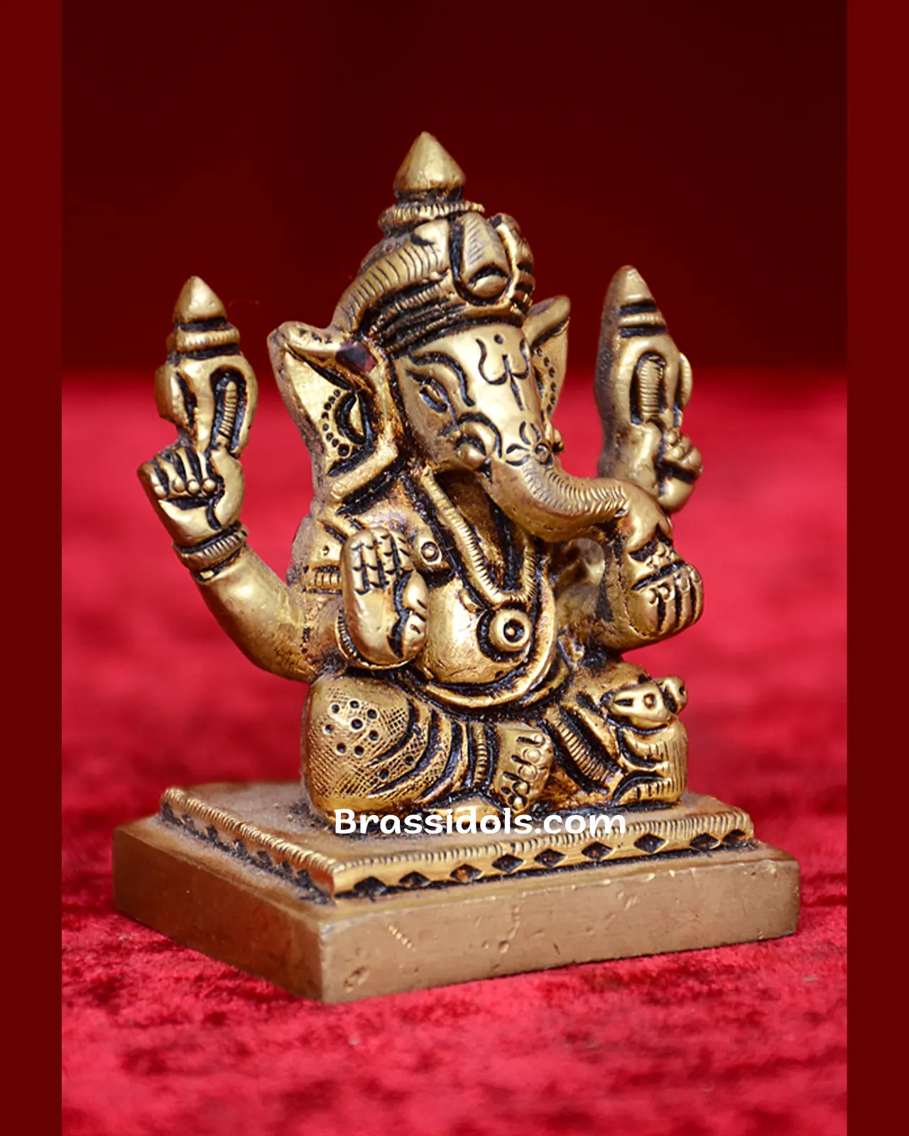 Brass small sitting Ganesh idol - 2.5 inches - image 2