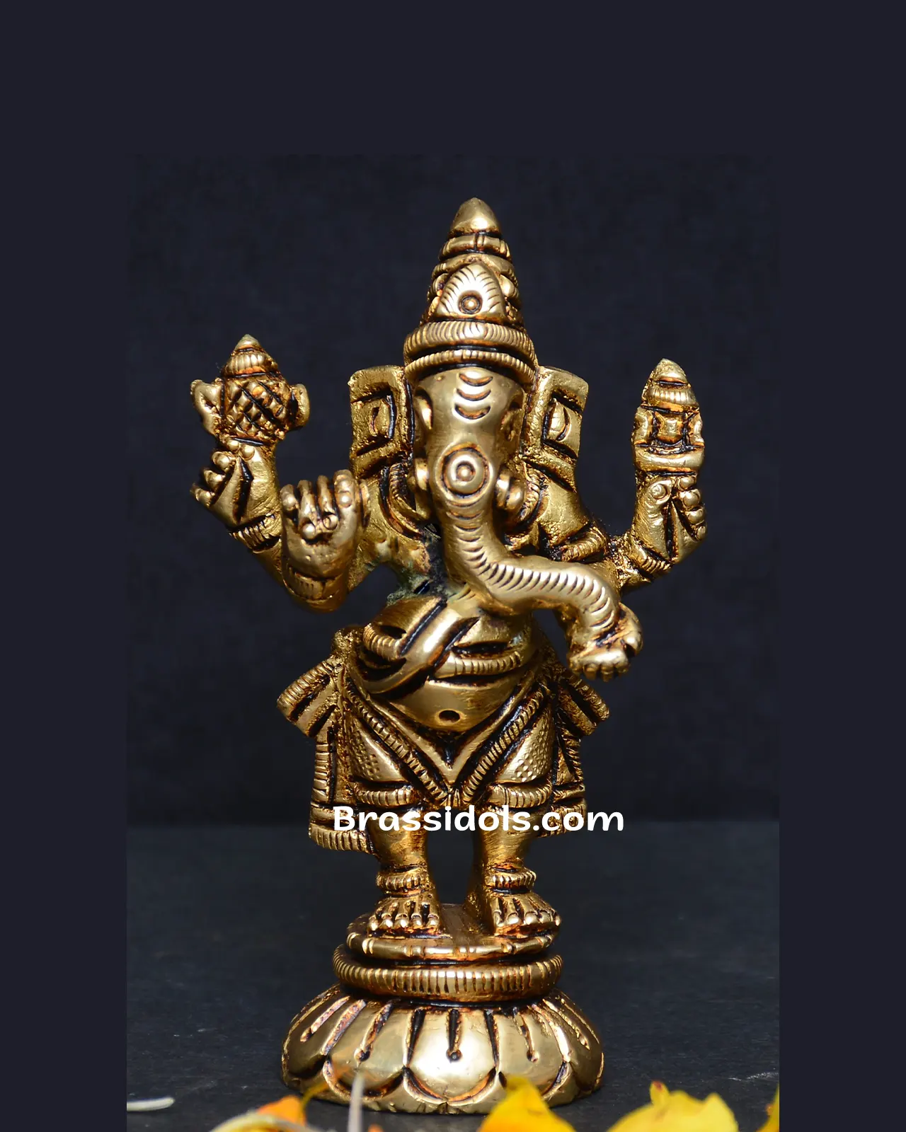 Brass mini Standing Ganesh - 2.5 inches - image 1