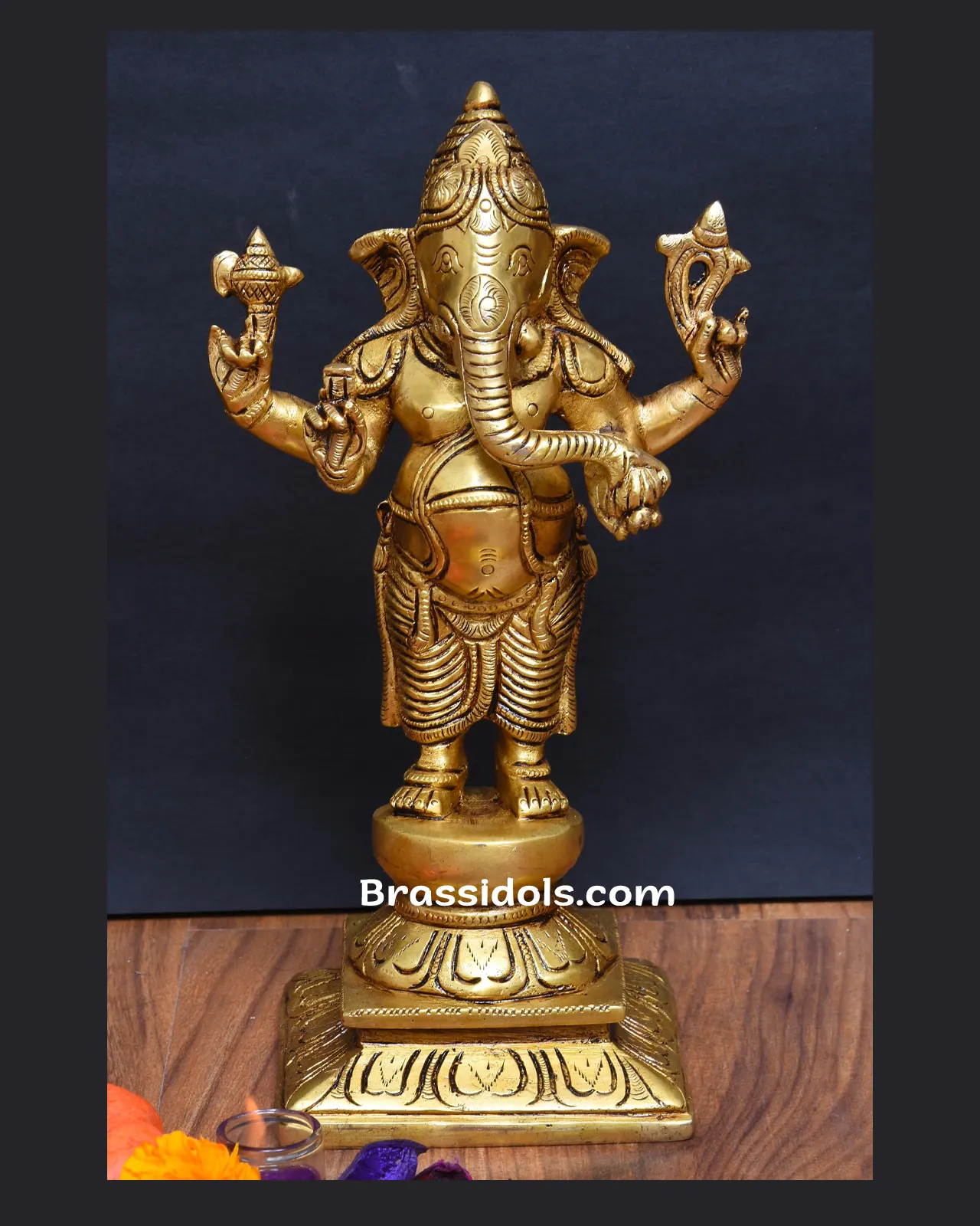 Brass Standing Ganesh idol - 9 inches - image 1