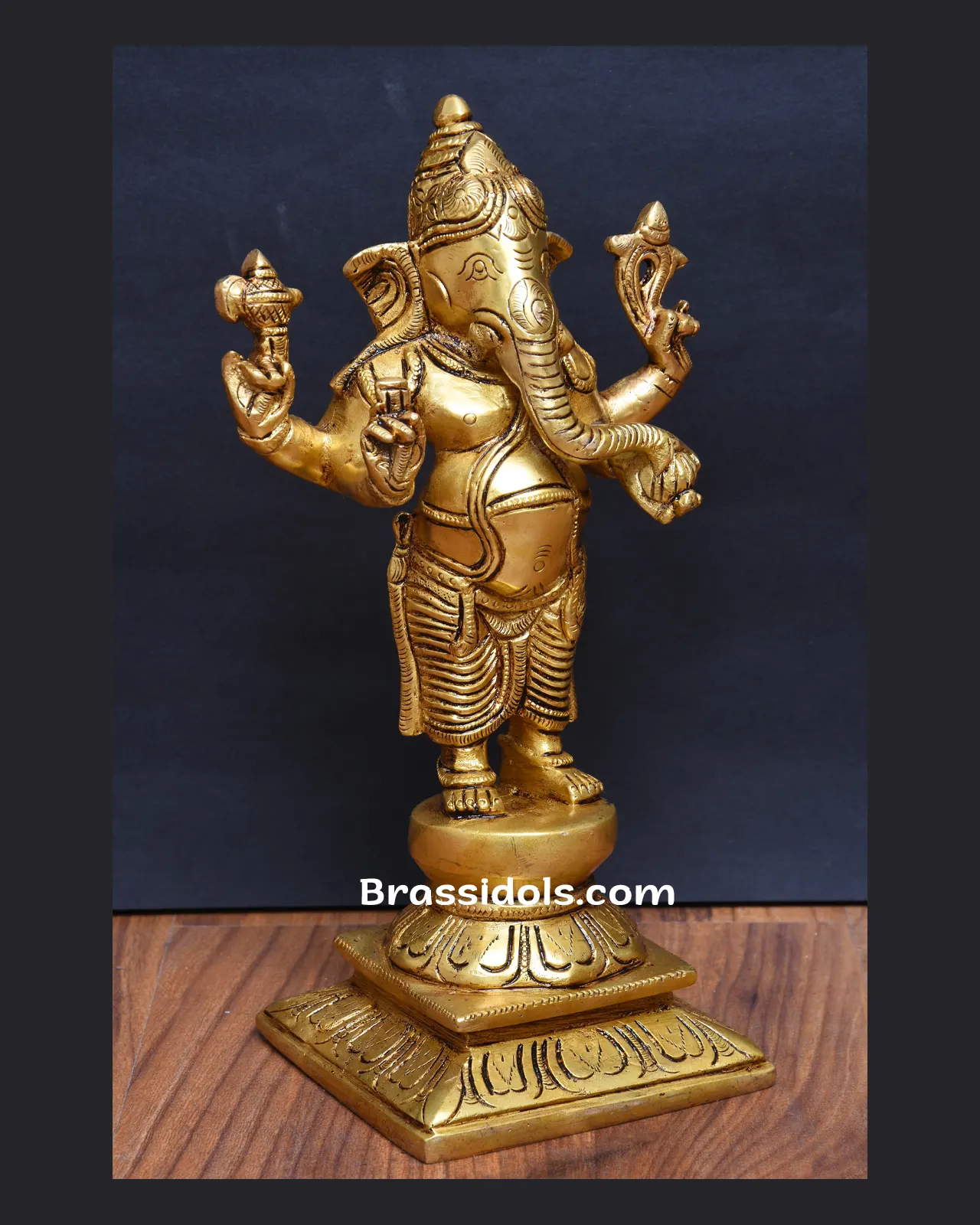 Brass Standing Ganesh idol - 9 inches - image 2