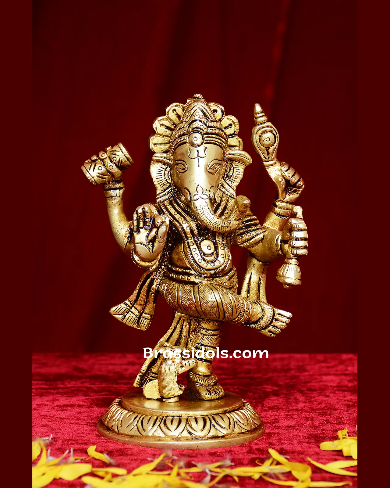 Brass Dancing Ganesh idol - 6 inches - image 1