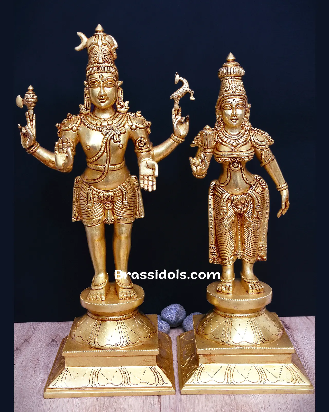 Divine Shivan Parvathi with Parasu Brass Idol - 17 Inches - image 1