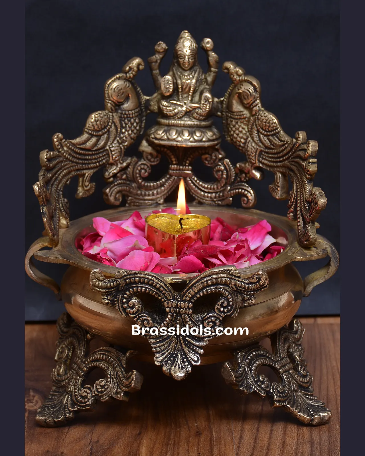 Brass Laxmi Double More Urli - image 2