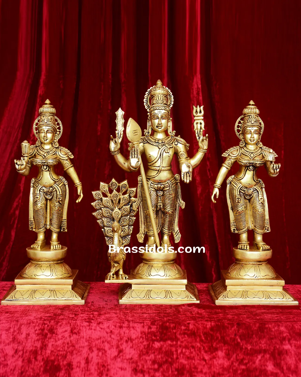 Radiant Standing Murugan Valli Deivanai Brass Set – 18 Inches - image 1