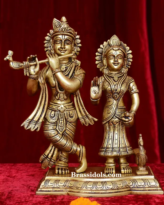 Radha Krishna With Peacock - image 1