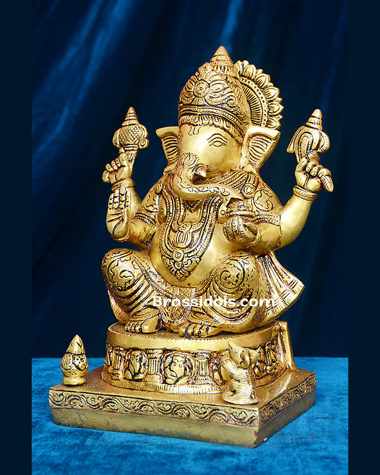 Brass Sitting Ganesha idol - 10 inches - image 2
