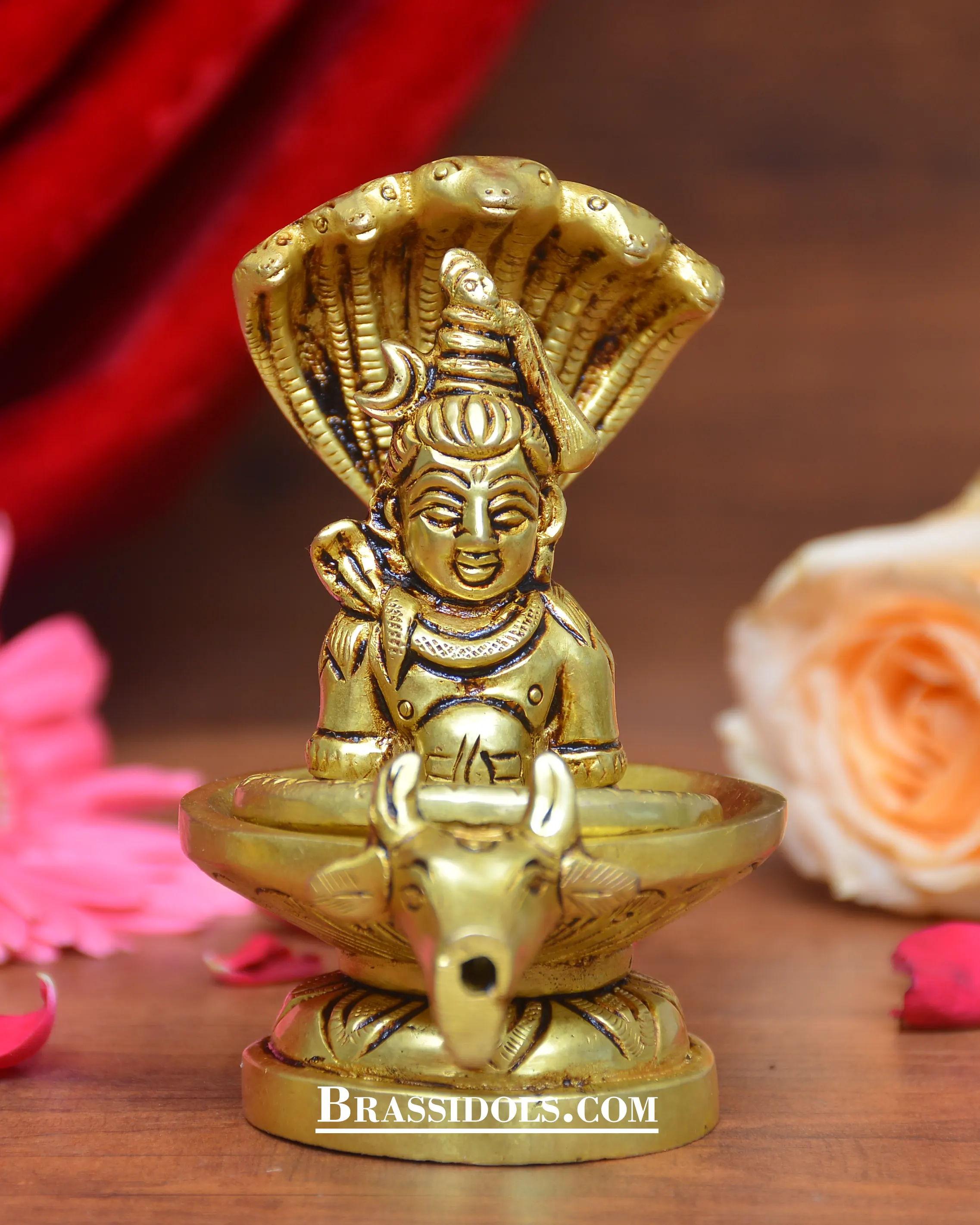 Brass naag shiva nandi shivling 4 inch - image 1