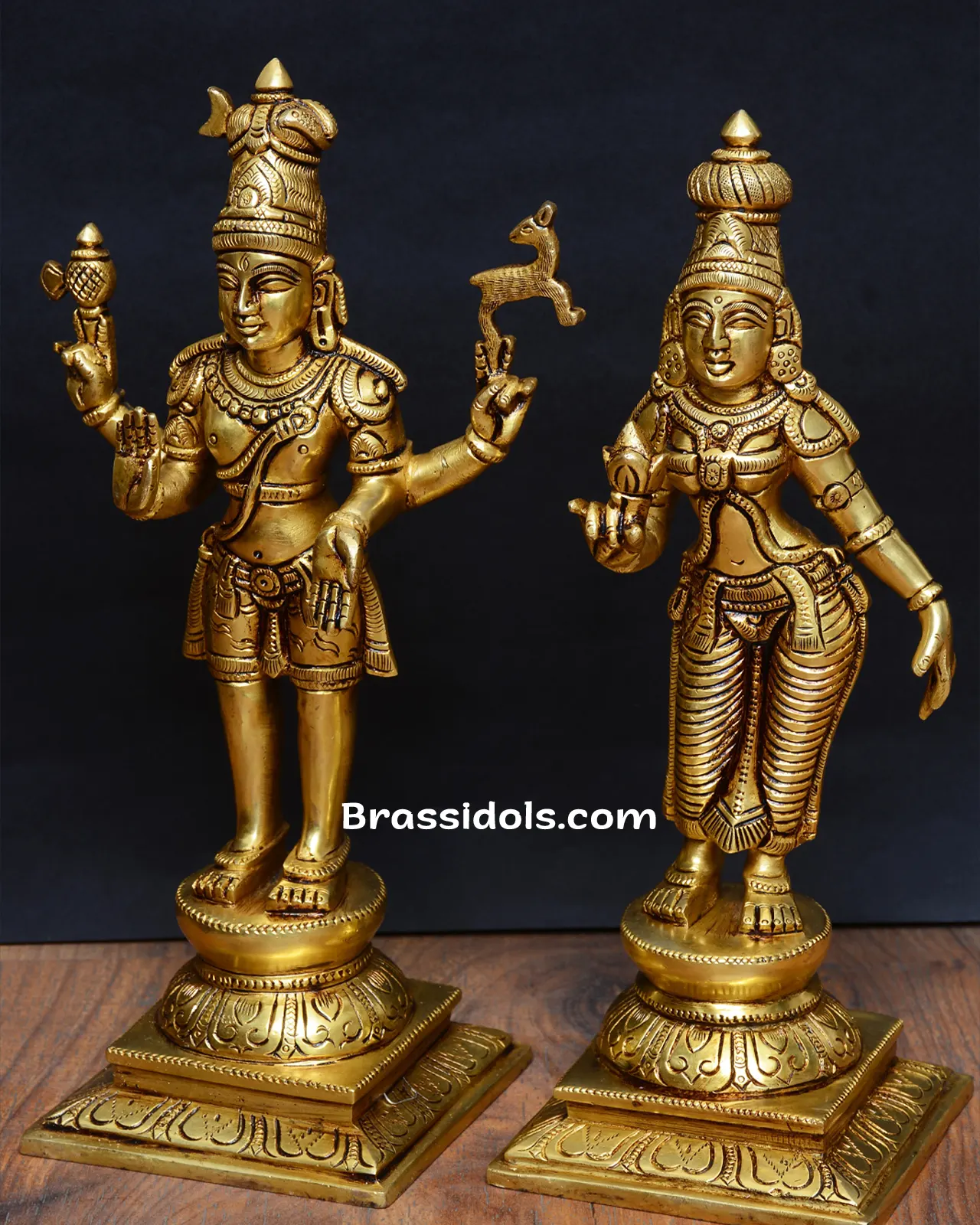 Supreme Lord Sivan Parvathi Brass Idols - 11 Inches - image 2