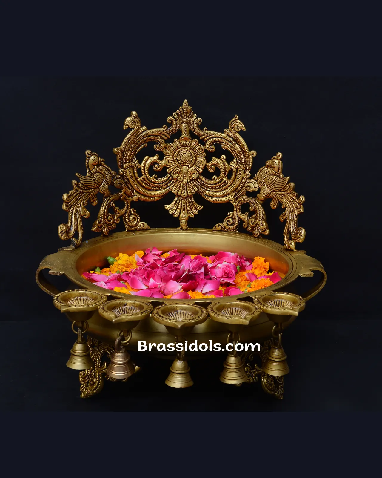 Brass Jali Urli with Side Deepak - image 1