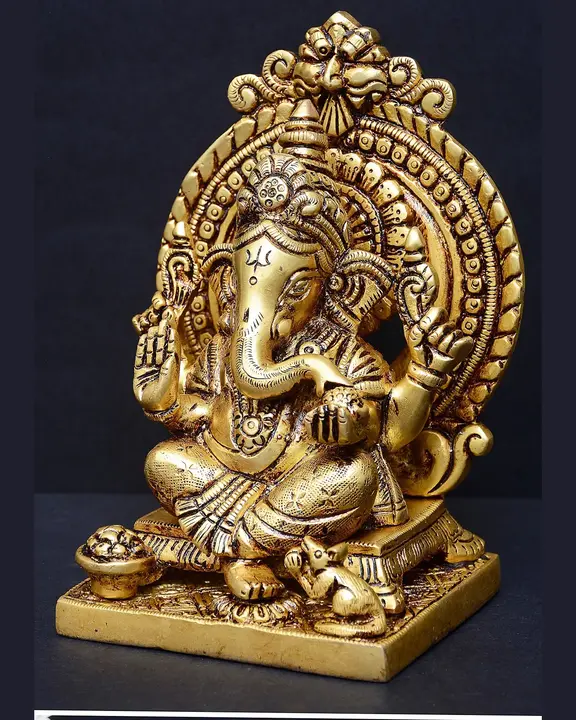 Brass frame Double Choki Ganesha idol - 6 inches - image 2