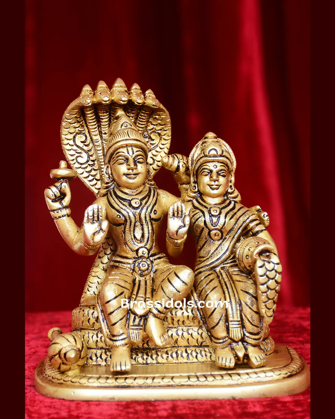 Sitting Vishnu & Lakshmi With Base - image 1