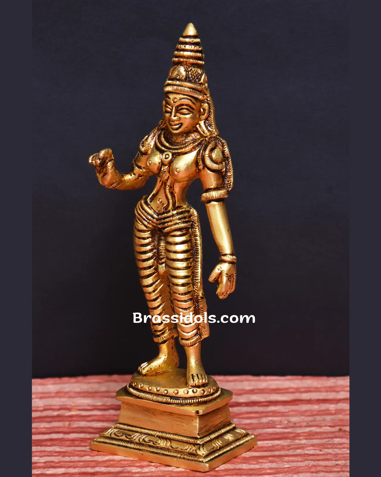 Divine Standing Parvathi with Square Base Brass Idols - 6 Inches - image 2
