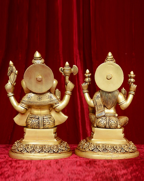 Laxmi Ganesh Round Base with Flower - image 2