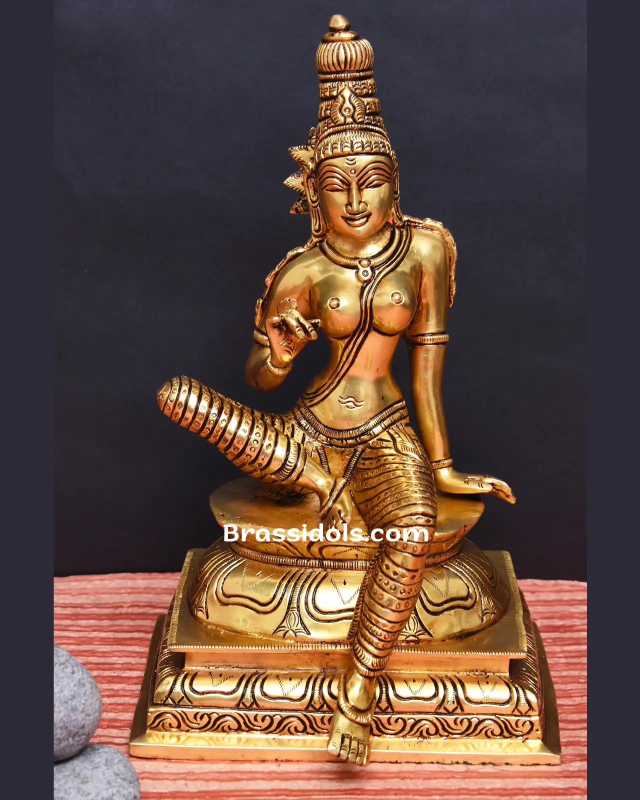 Majestic Sitting Parvathi with Base Brass Idol-10 Inches - image 1