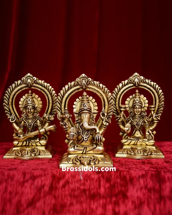 Frame Laxmi Ganesh Saraswati Square Base - image 1