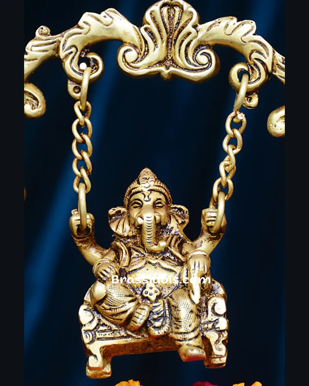 Brass Elephant Ganesh Urli - image 1