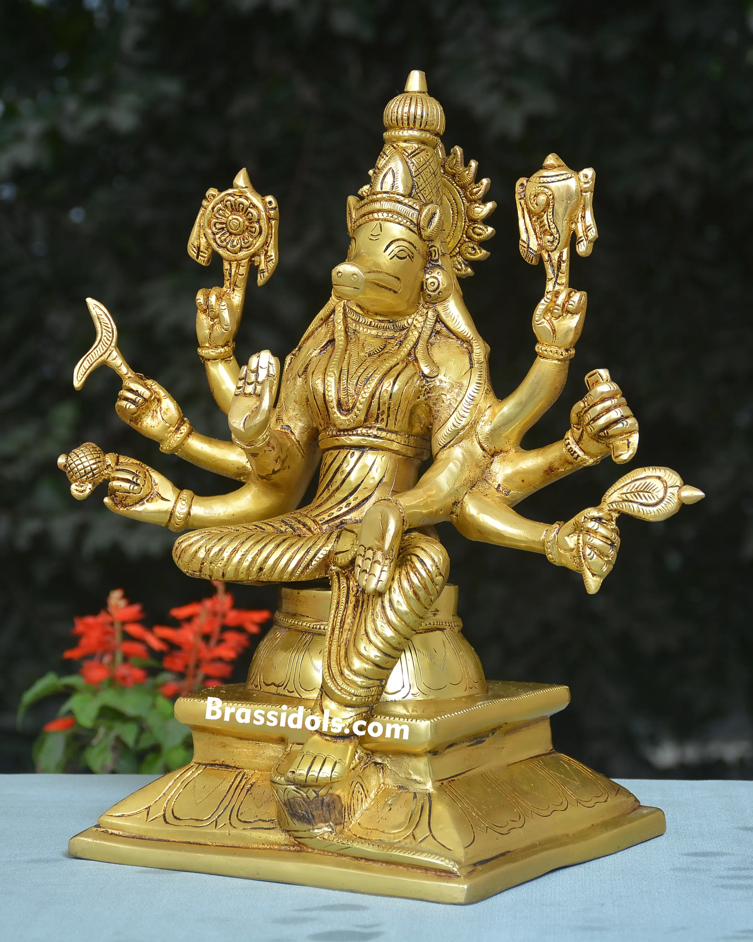 BRASS SQUARE CHOKI VARAHI - image 2