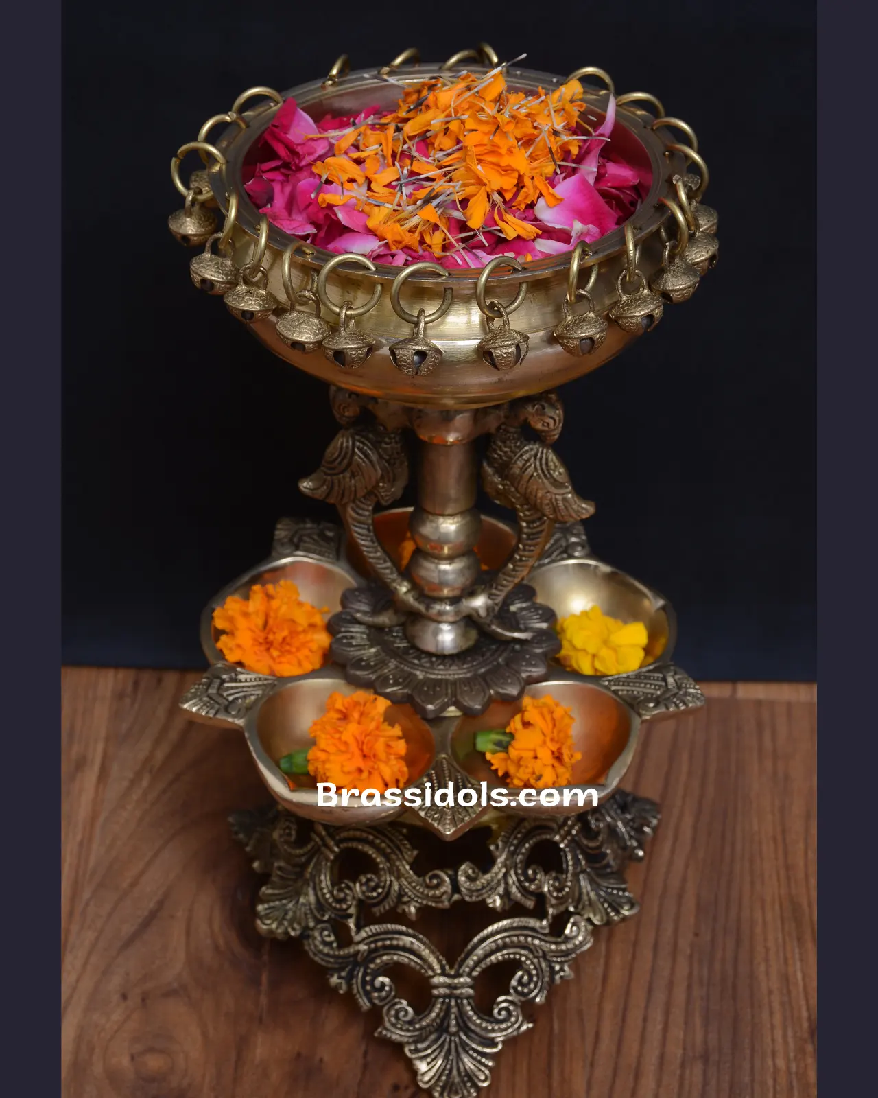 Brass Deepak Standing Urli - image 1