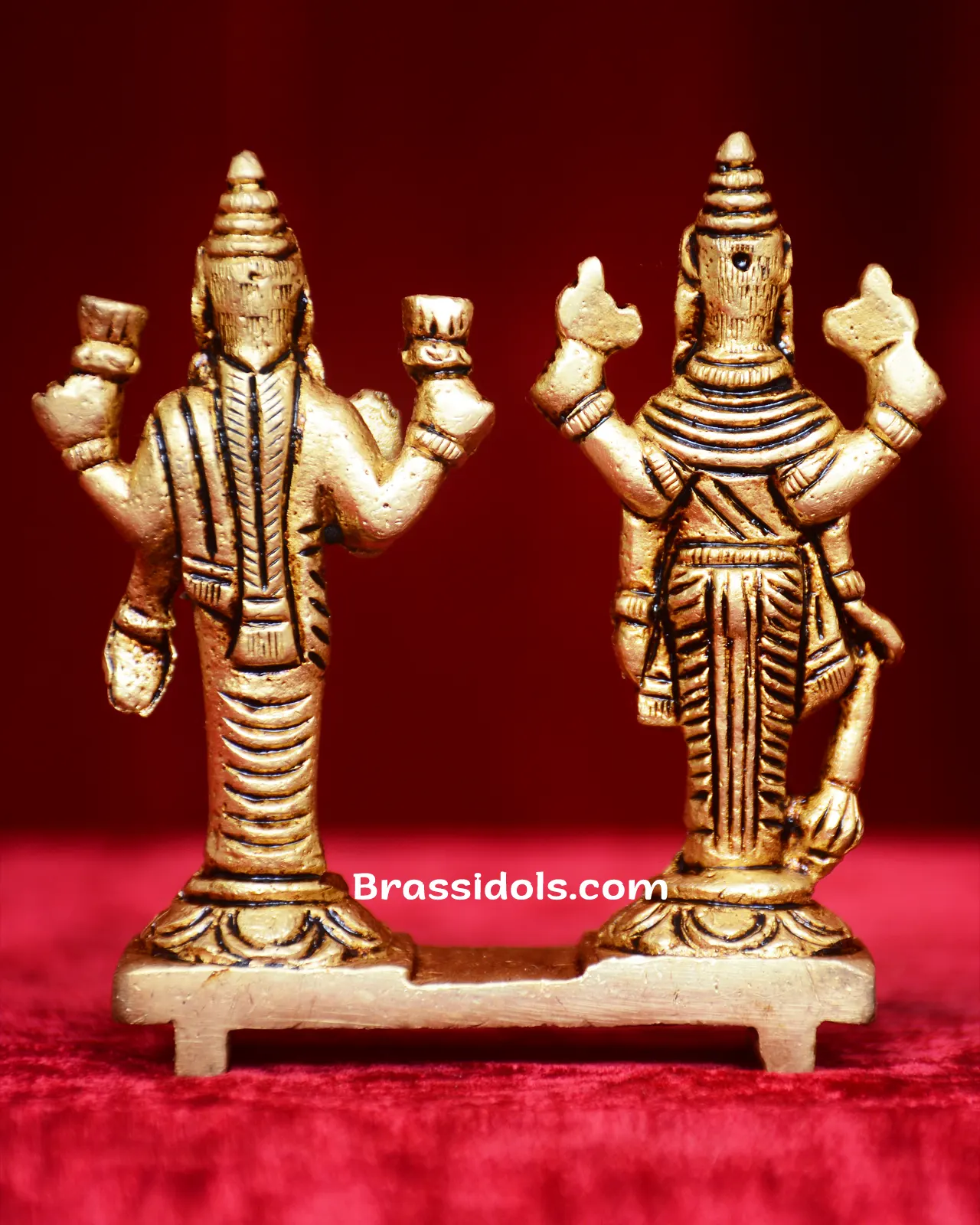 Brass Standing Vishnu Laxmi On Same Base - image 2