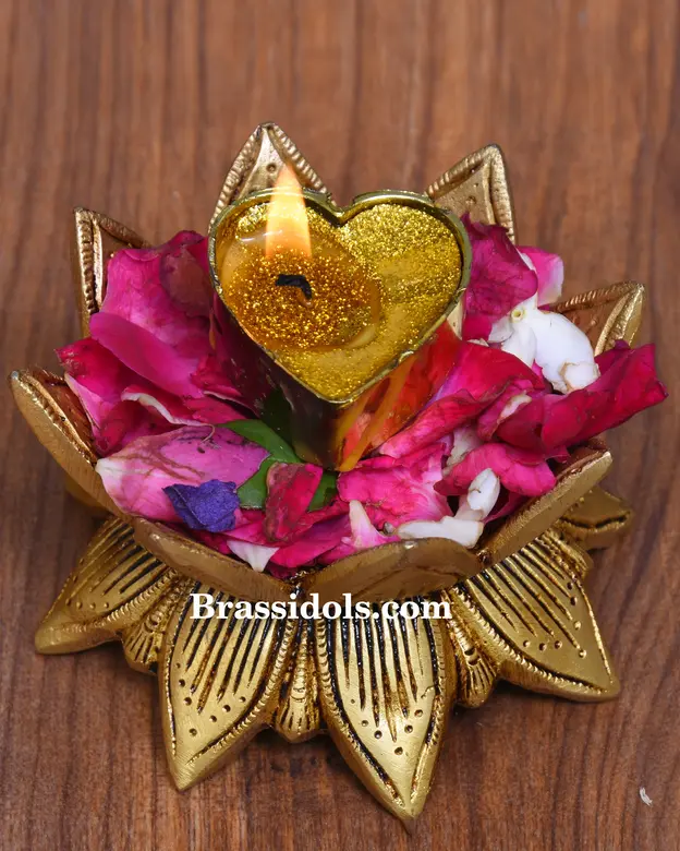 Standing Lotus with candle diya - image 2
