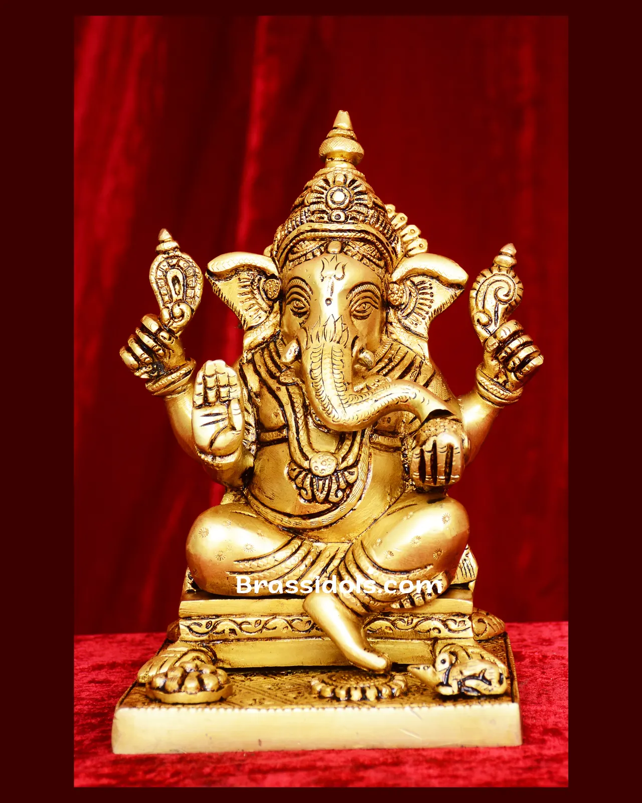 Brass Double Choki Ganesh - 8 inches - image 1