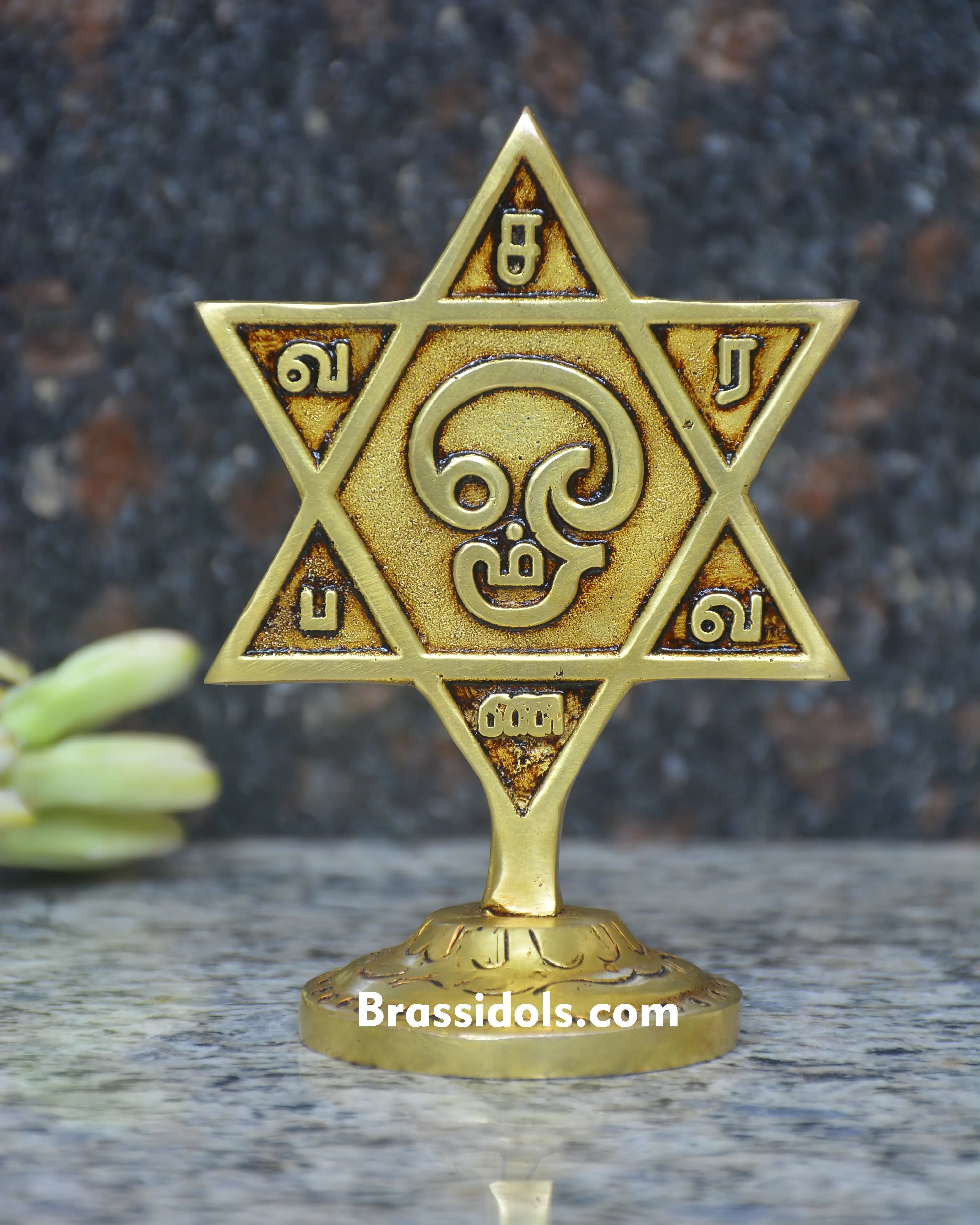 Tamil Om Brass Statue for Pooja Room - 140 gm - image 1