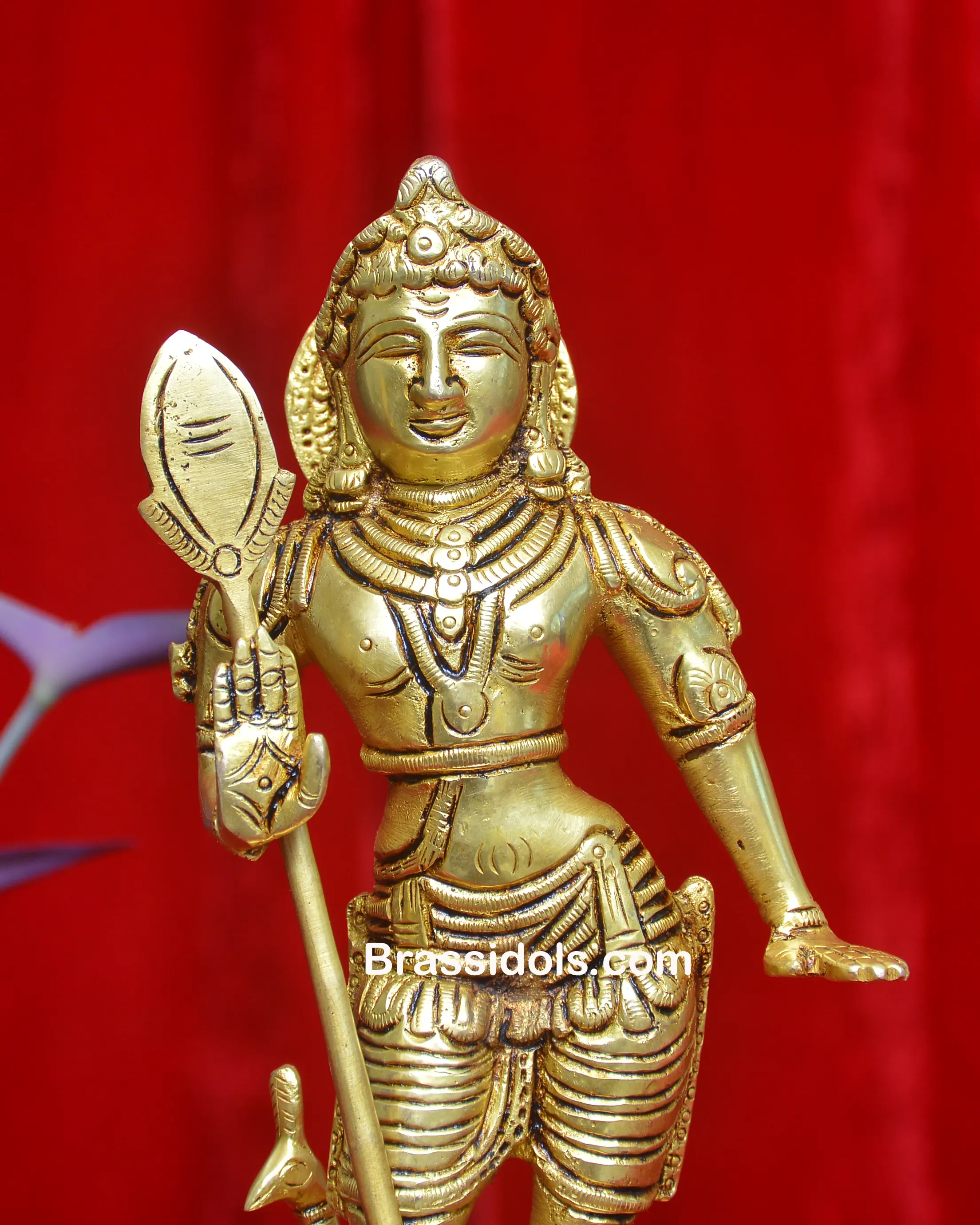 Brass Standing Peacock Murugan 10 inch - image 2