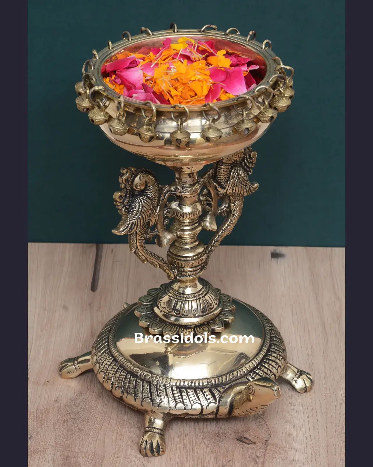 Brass Tortoies Standing Urli - image 1