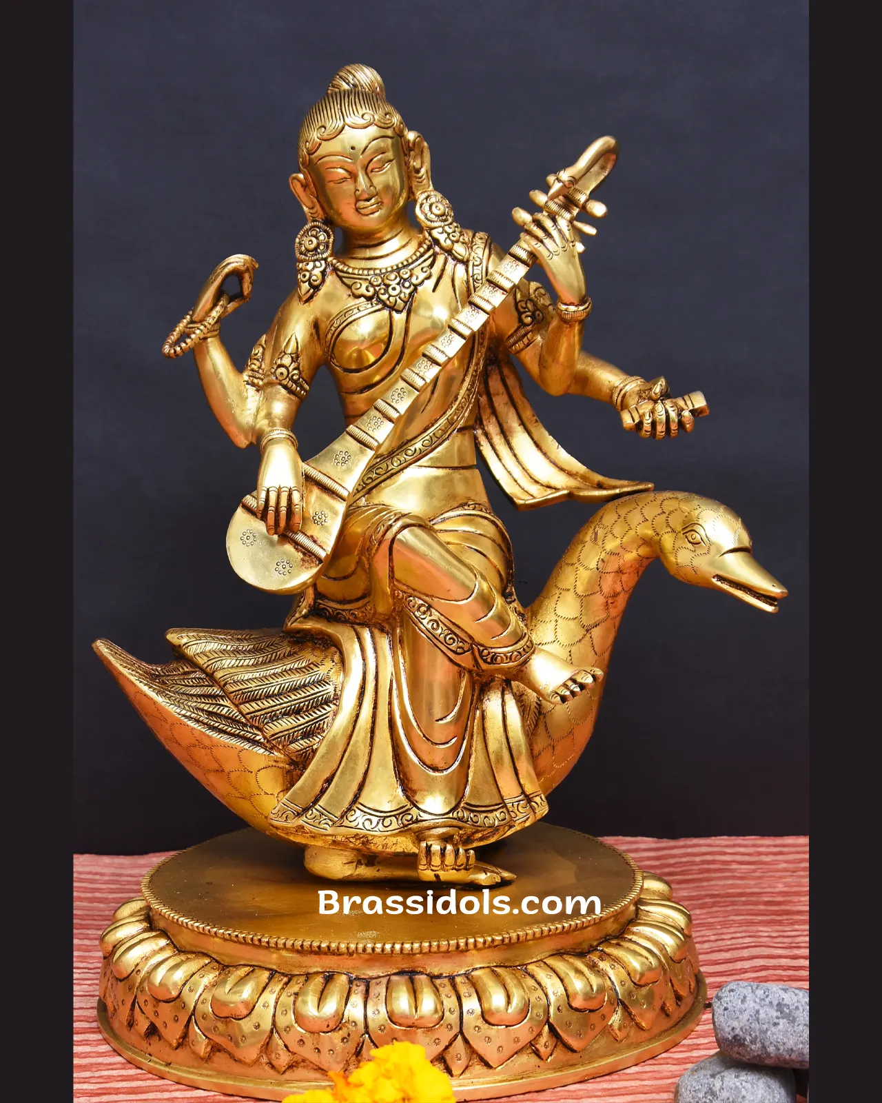 Brass Duck Saraswati - image 1