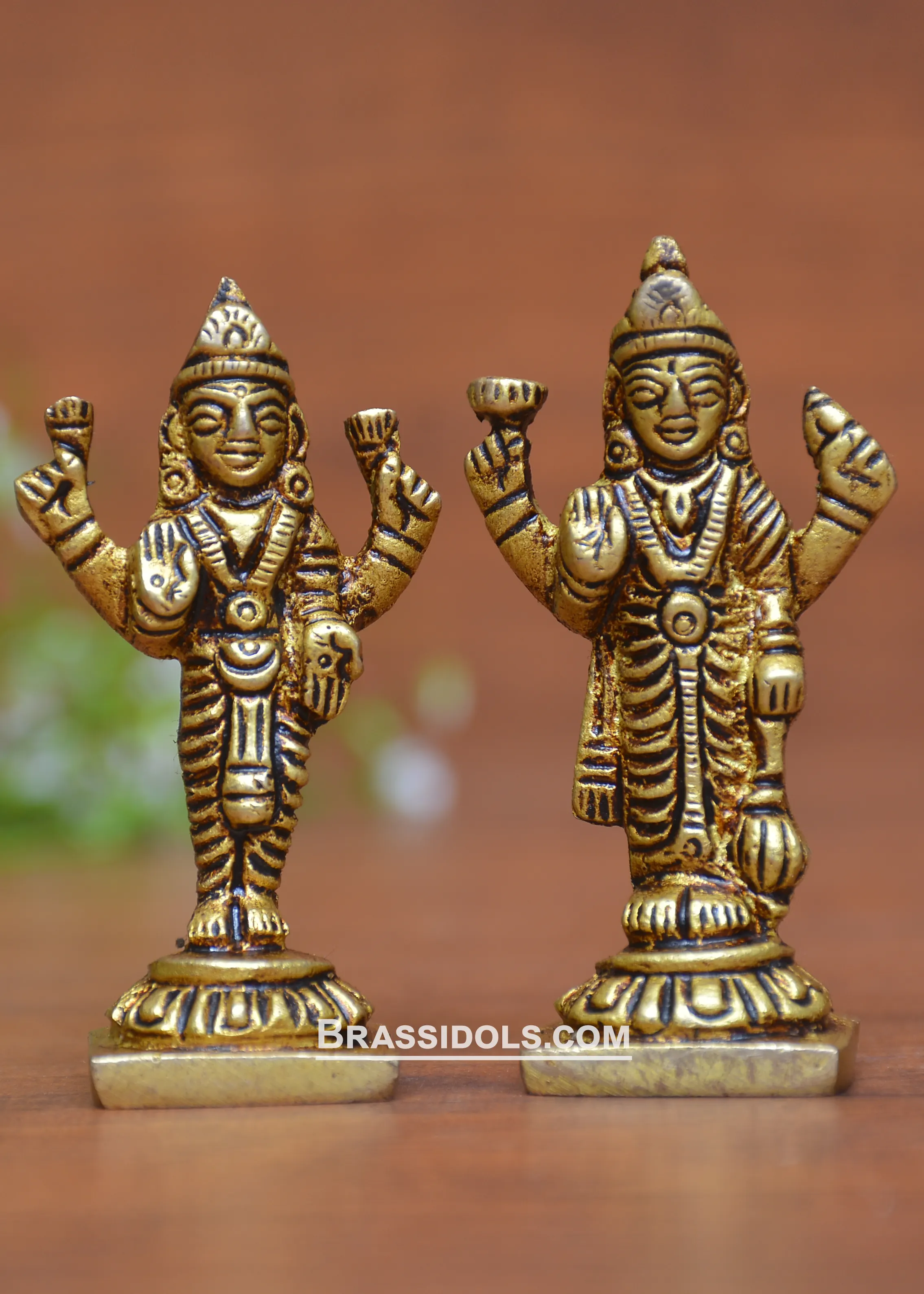 Brass standing vishnu laxmi 2.5 inch - image 1