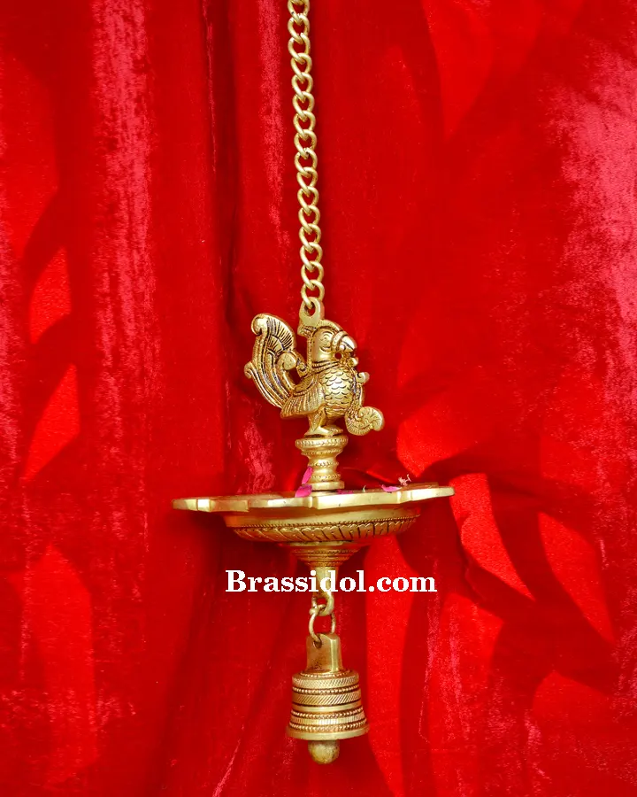 Peacock Hanging Diya with Bell 2.100kg - image 2