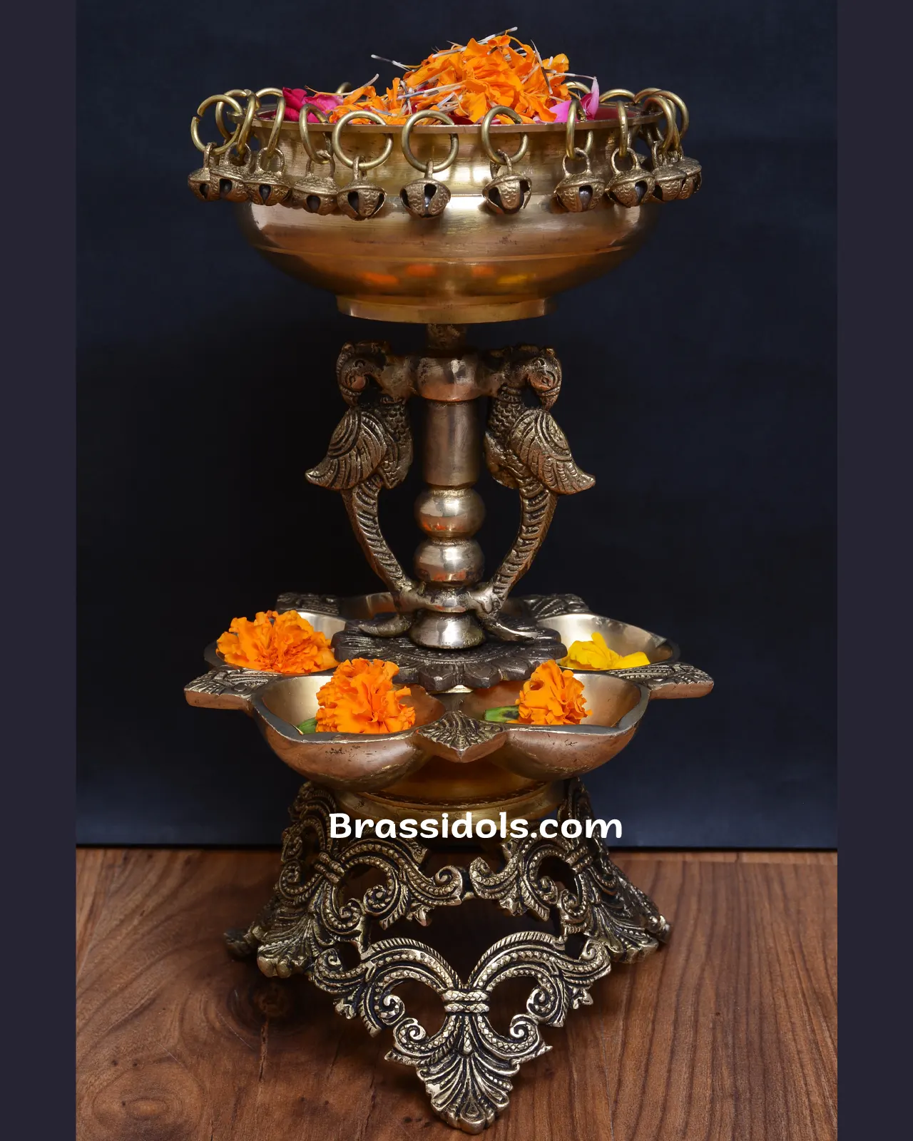 Brass Deepak Standing Urli - image 2