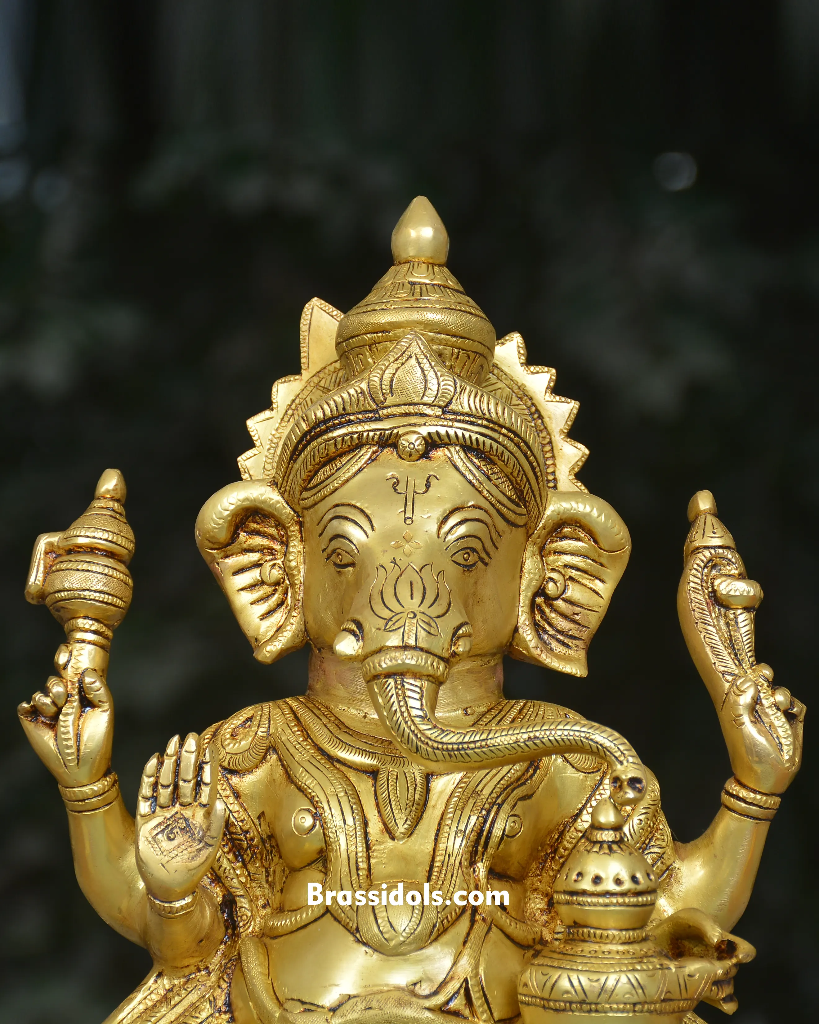 BRASS SITTING CHOKI GANESH - image 2