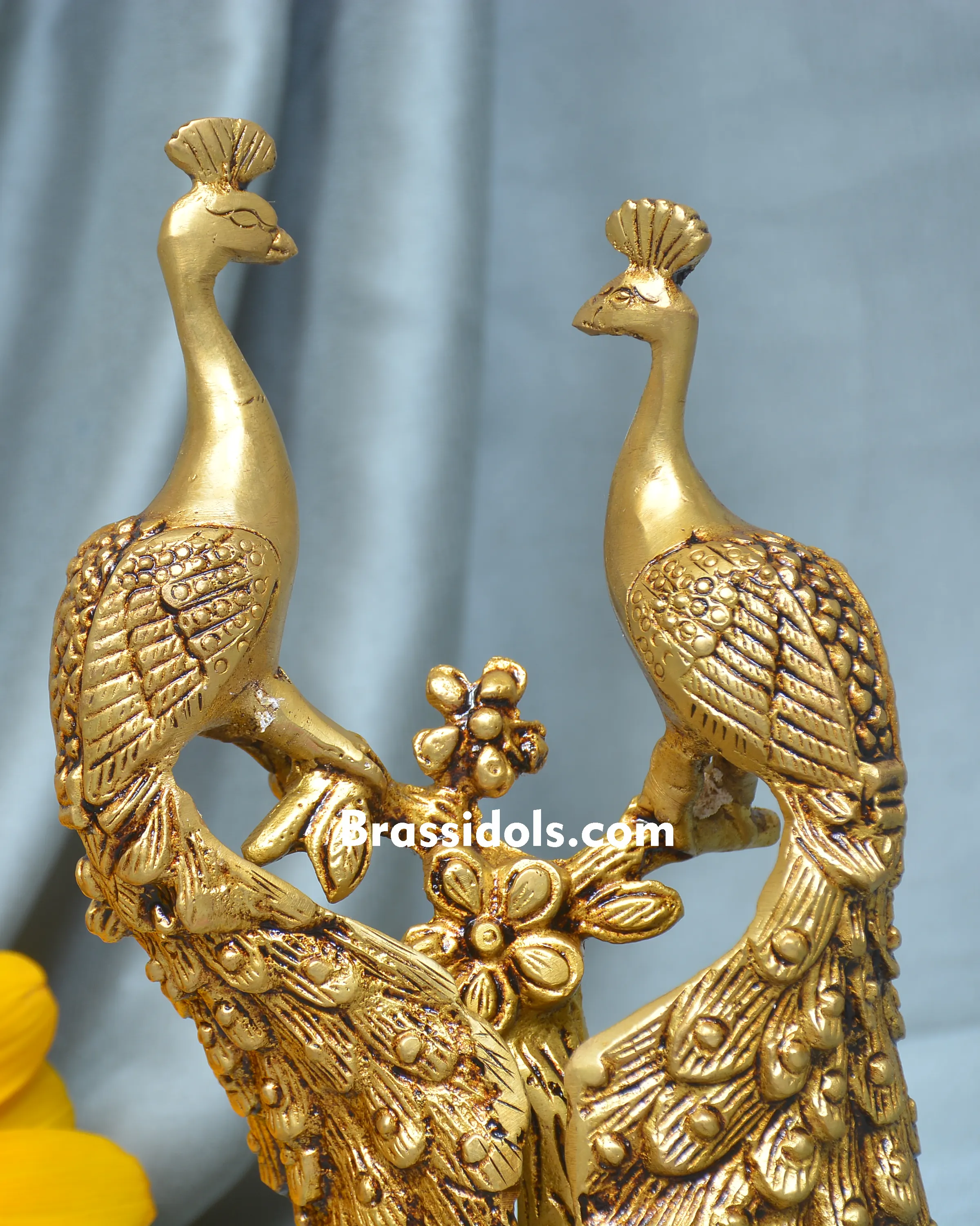 BRASS STANDING PEAOCK SET - image 2