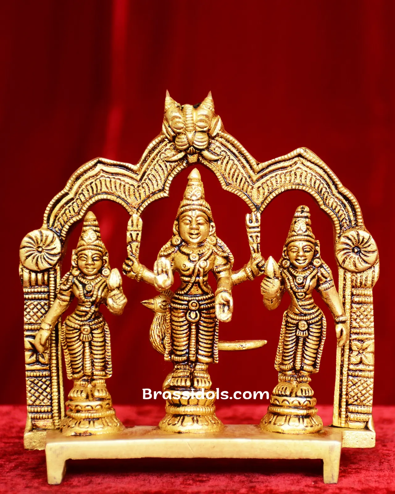 Exquisite Thiruvachi Murugan with Valli Deivanai - 5 inches - image 1