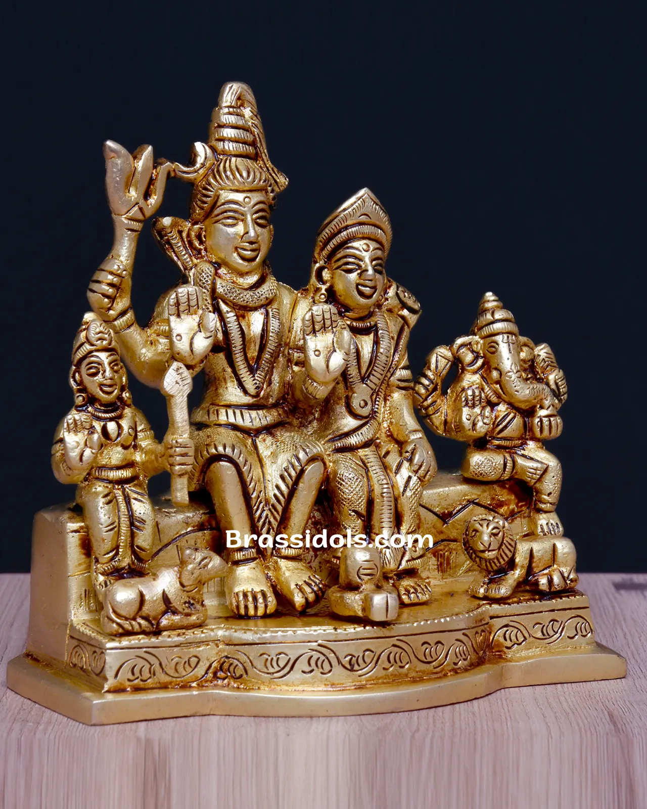 Divine Shivan Parvathi with Vinayagar and Murugan Brass Idols - 5 Inches - image 2