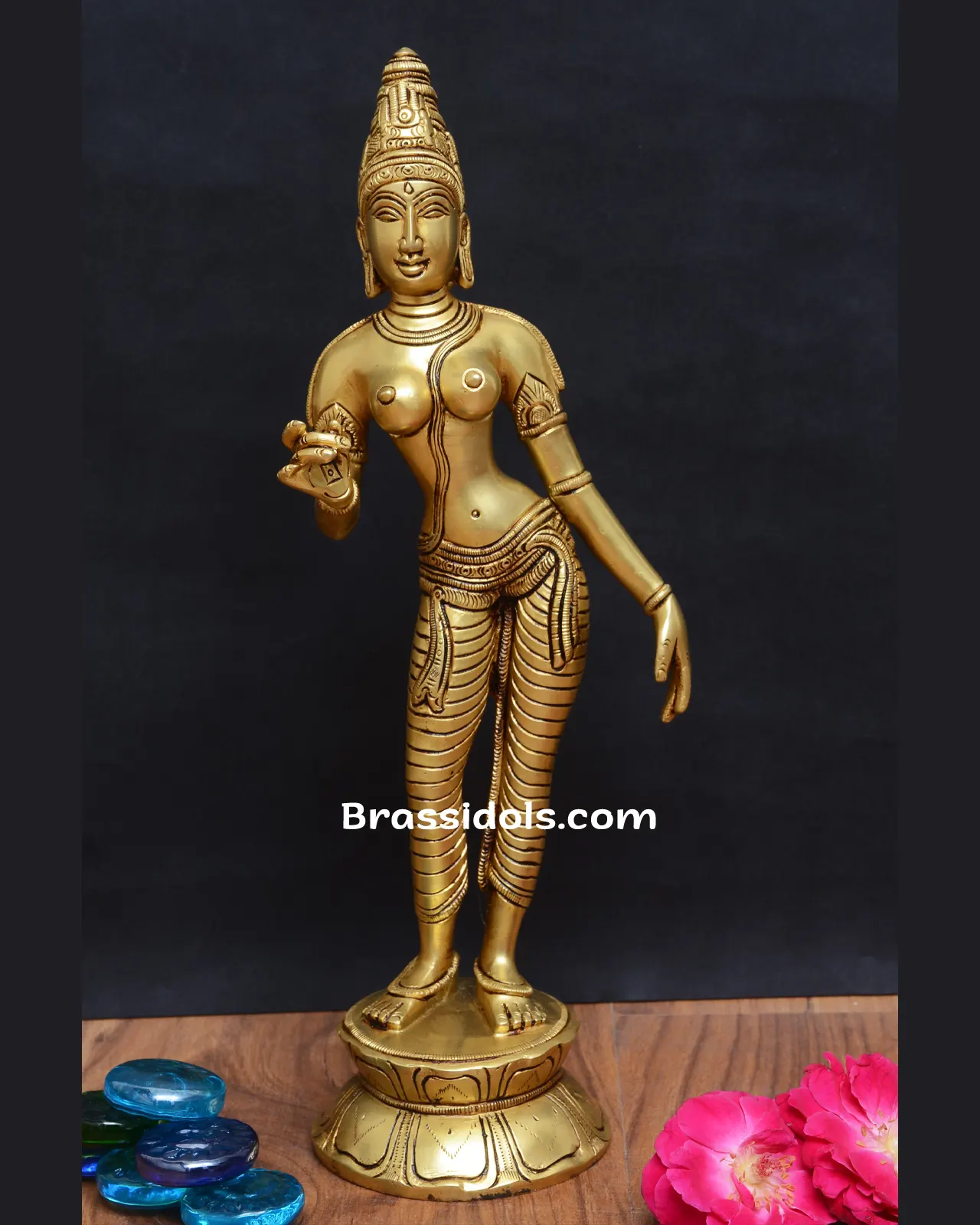 Divine Standing Parvathi with Base Brass Idols - 12 Inches - image 1