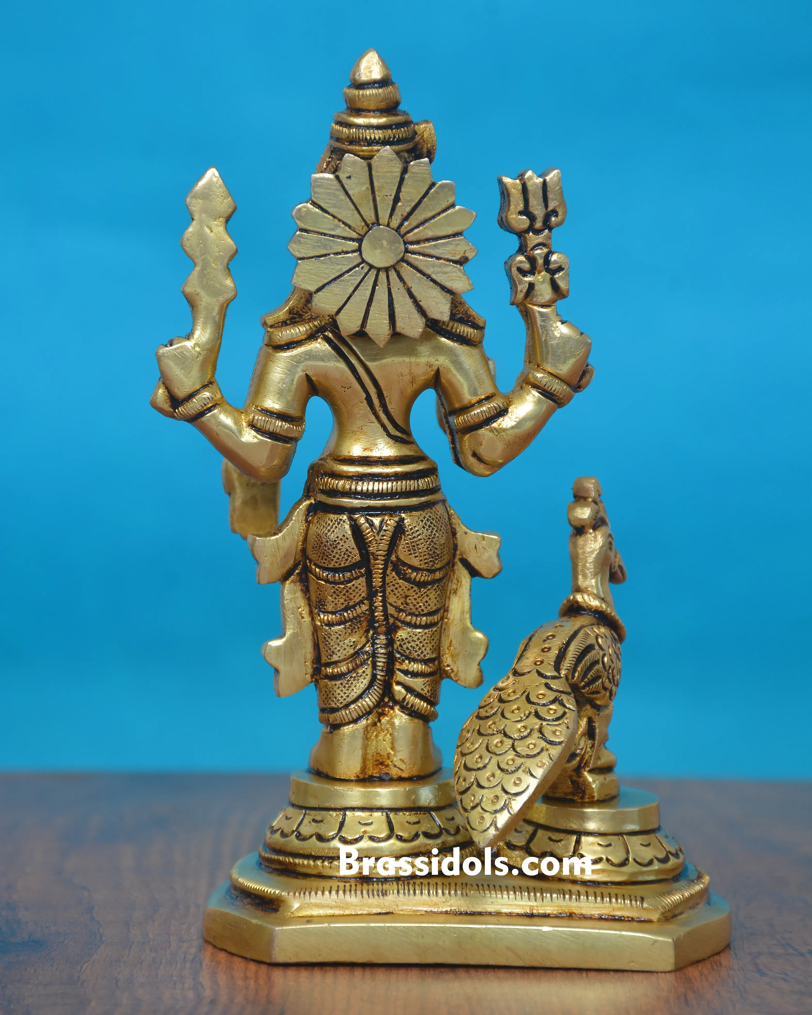 Divine Murugan with Mayil and Vajrayudham Brass Idol - image 2