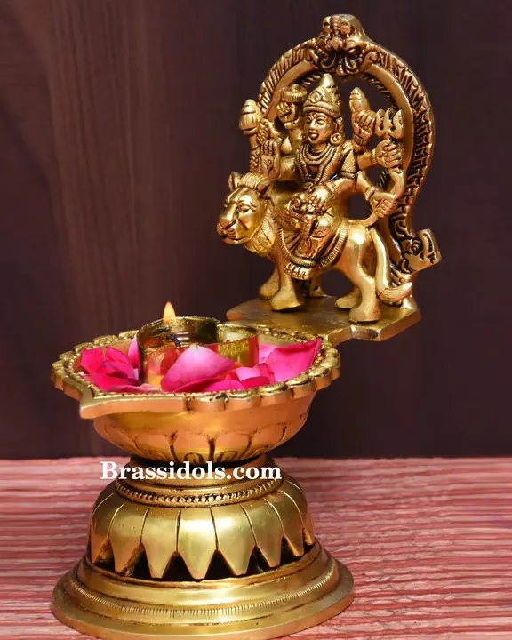 Brass Durga Deepak (7 Inch) - image 2