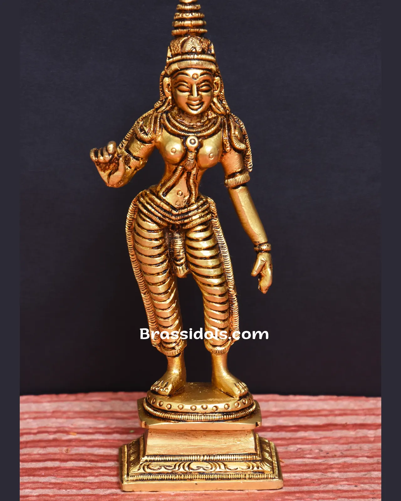 Divine Standing Parvathi with Square Base Brass Idols - 6 Inches - image 1