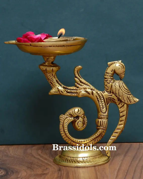 Standing Peacock with Diya - image 1