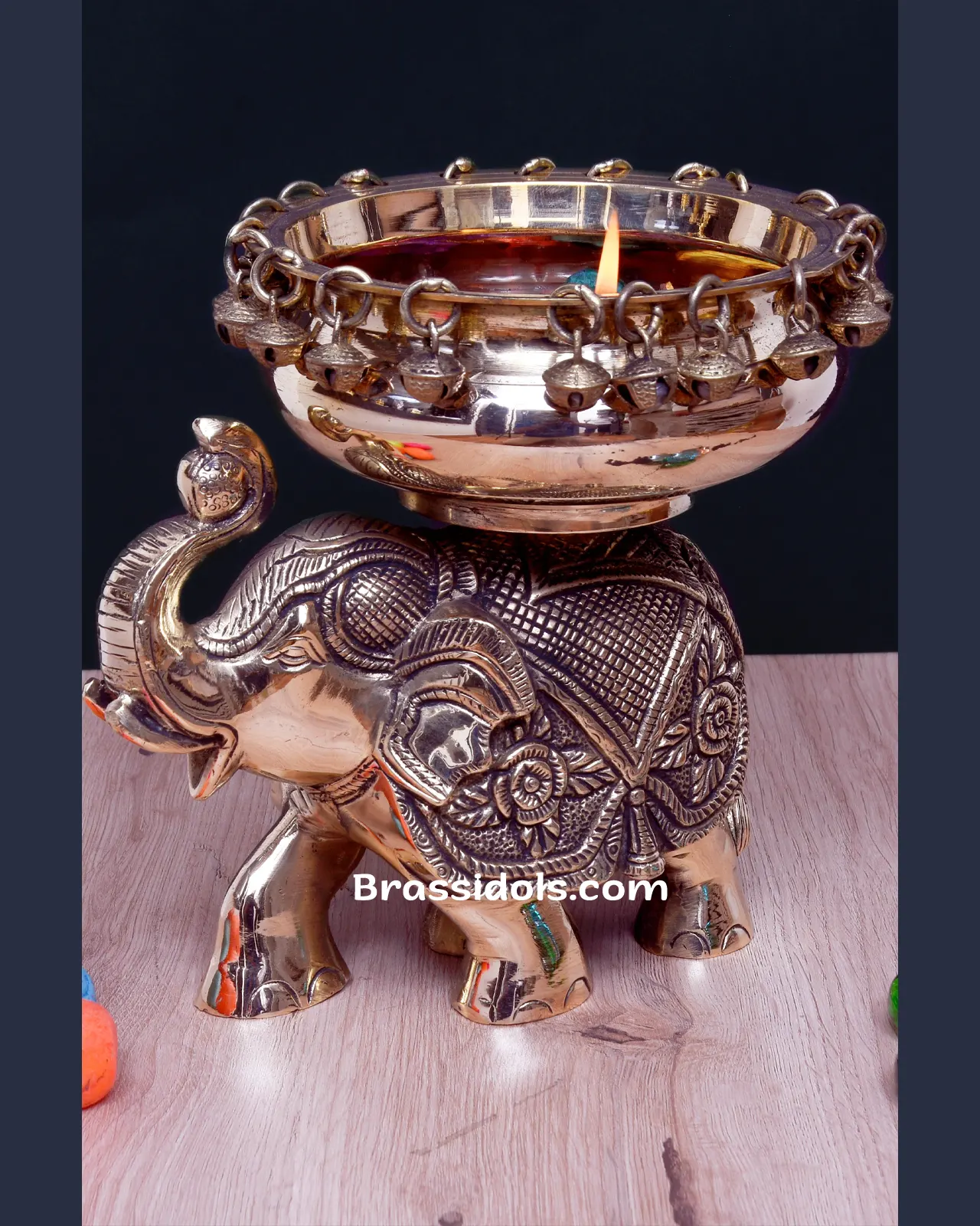 Brass Elephant Urli - image 1