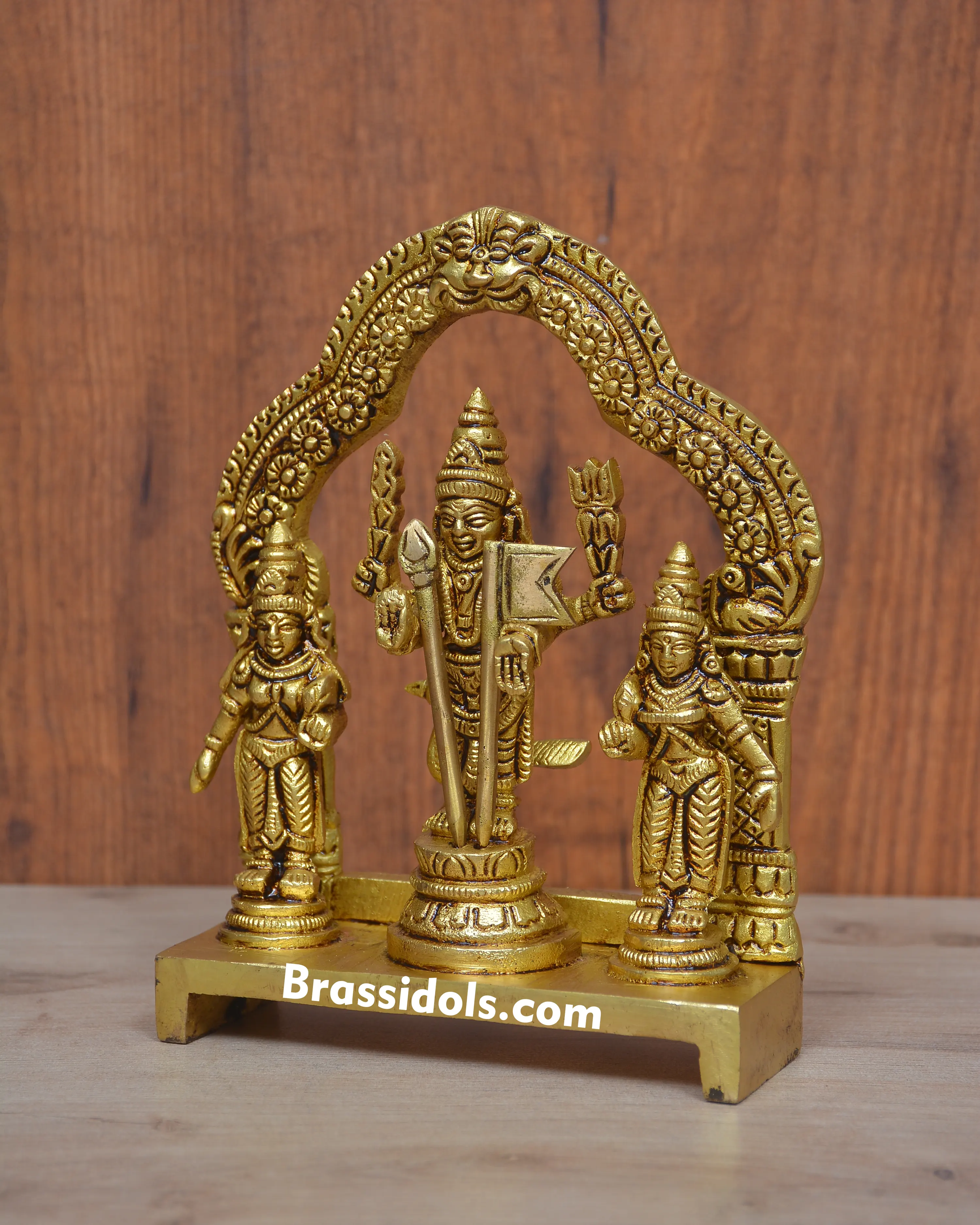 Traditional Murugan Valli~Deivanai with Mayil and Vajrayudham Brass Idol - image 2