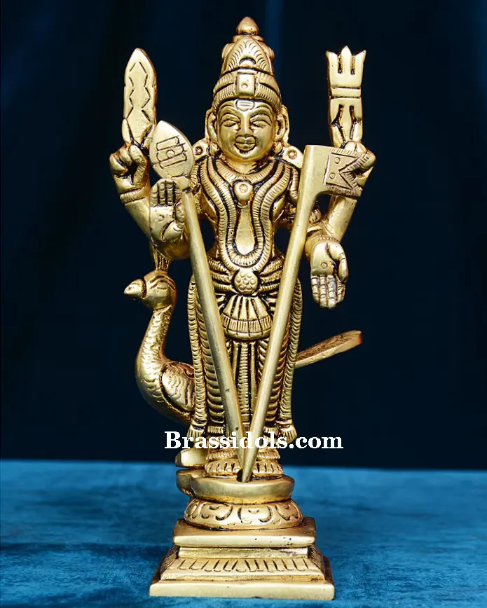 Exquisite Vel Kodi Murugan with Mayil Brass Idol - image 1